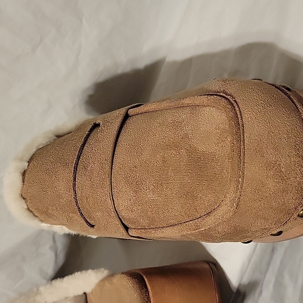 Women's Natural Reflections Platform Clogs Size 8.5M Taupe Brown Preowned - Picture 3 of 4